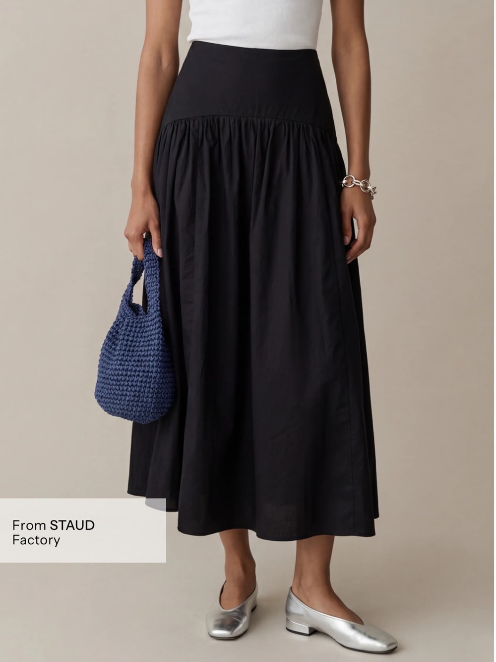 NWT Caara Vashti Skirt size 8 Black Cotton Few Moda Maxi Midi Staud Drop Waist